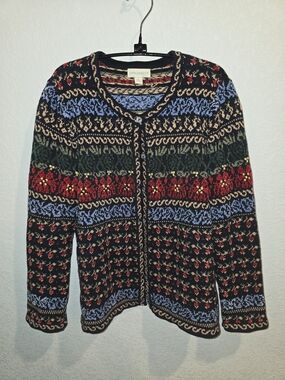 Appleseed's Women's Fair Isle Pattern Cardigan Sweater - Size L